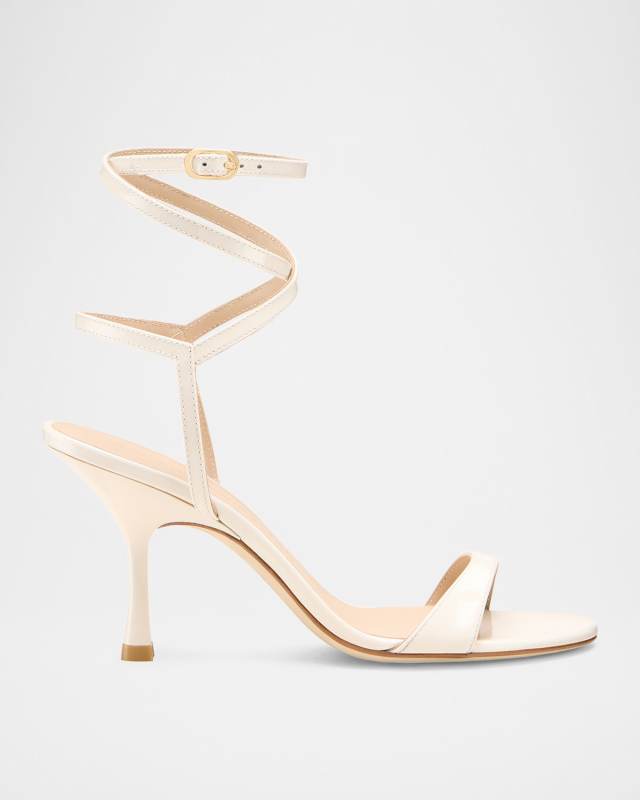 Nudist Patent Leather Ankle-Wrap Sandals